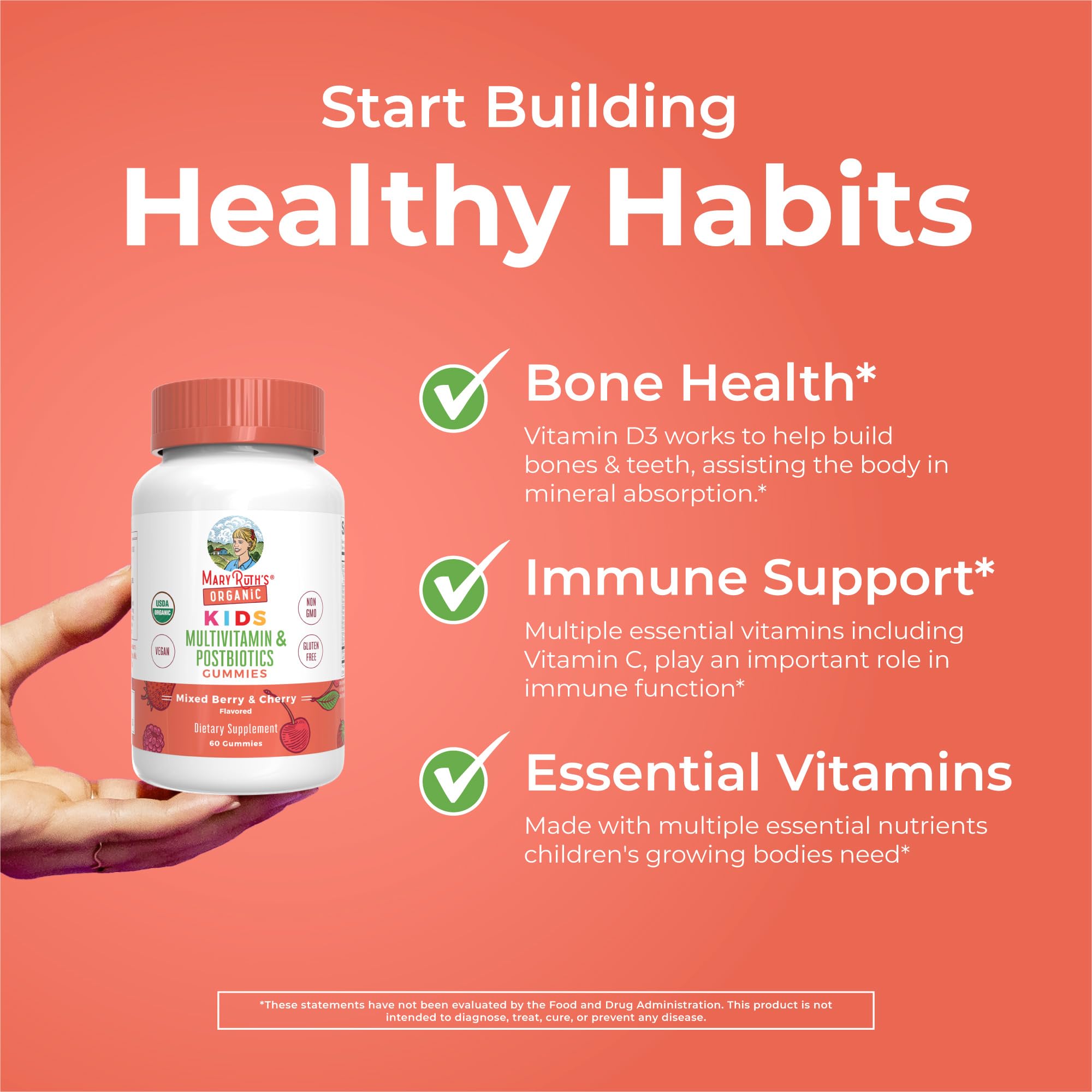 MaryRuth's Multivitamin Gummies with Postbiotics | USDA Organic

