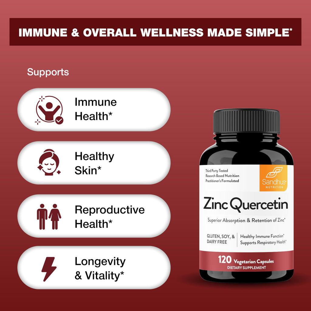 Sandhu's Zinc Quercetin Capsules – Immune Support

