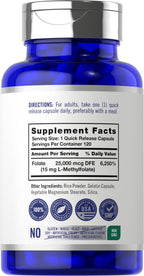 Carlyle L-Methylfolate 15 mg Folate Supplement

