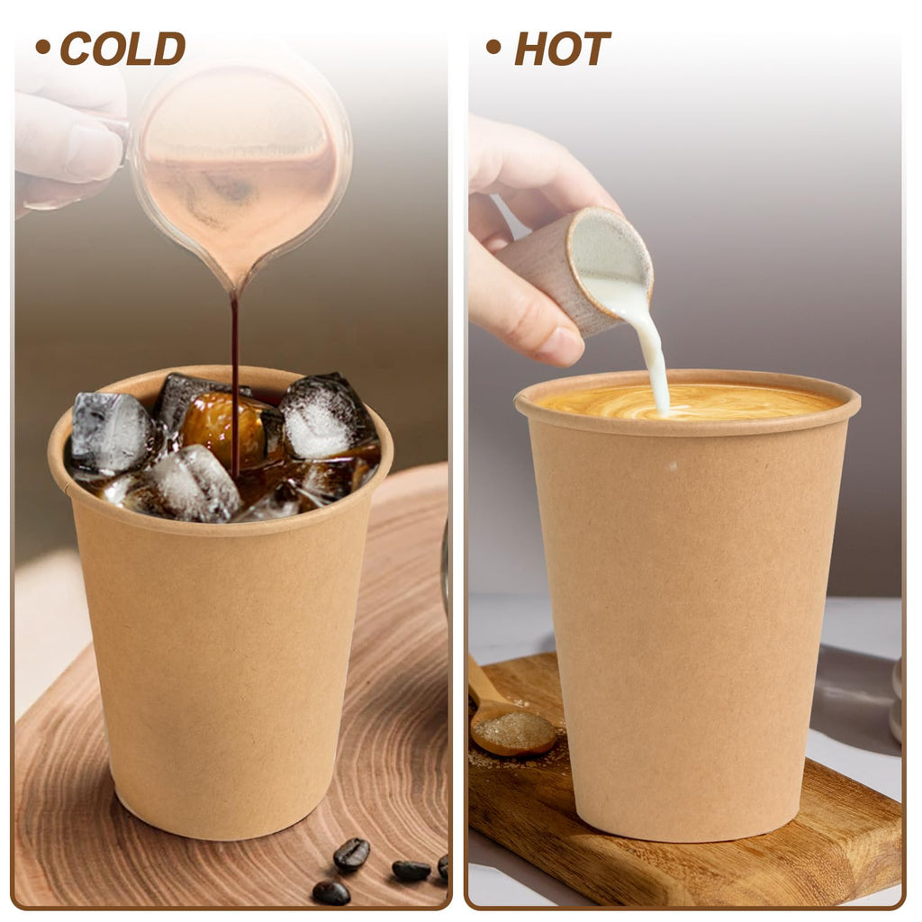 BYSNOW Disposable Kraft Paper Cups for Hot or Cold Beverages

