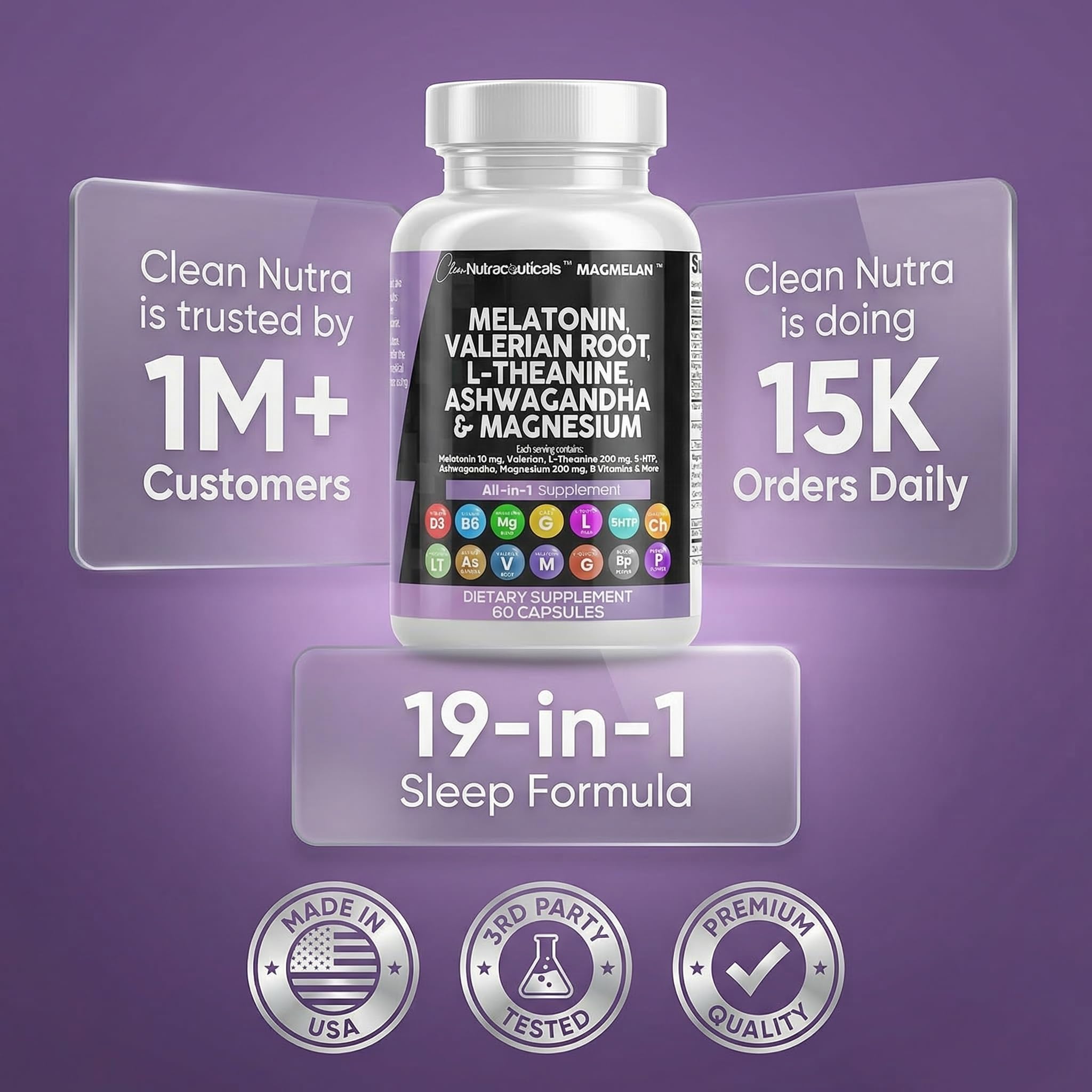 Clean Nutraceuticals Melatonin Sleep Support with L-Theanine

