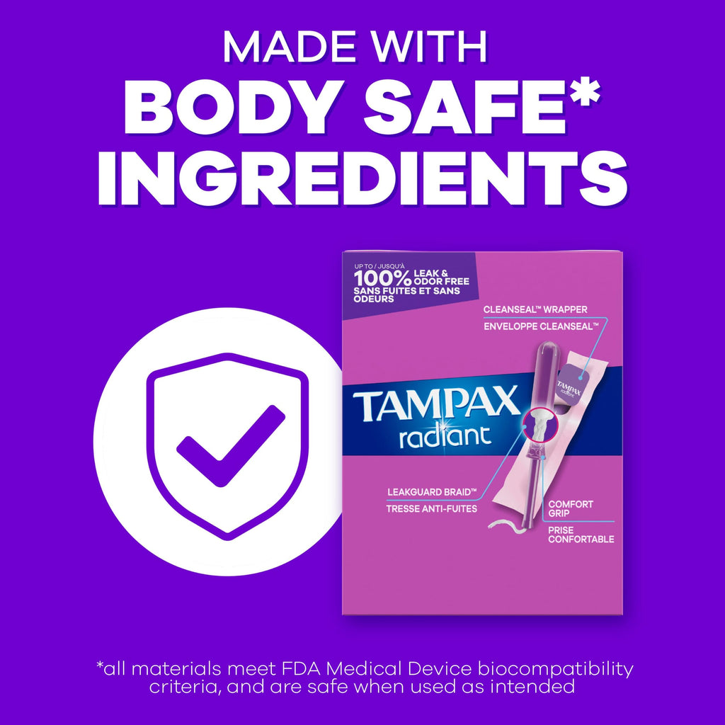 Tampax Radiant Tampons Unscented | LeakGuard Braid

