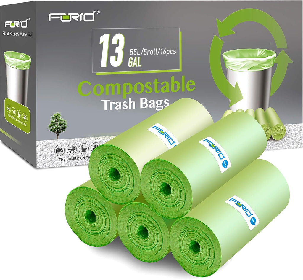 FORID Compostable Trash Bags - Unscented, Plant Starch Material

