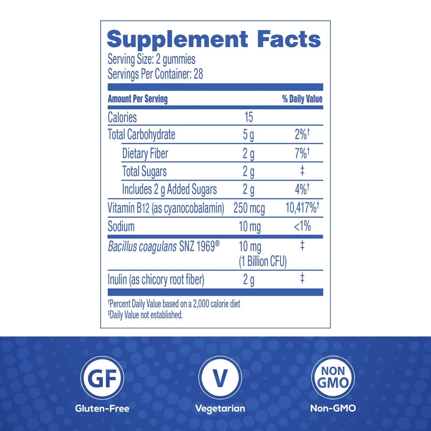 Florastor Probiotic Gummies with Prebiotic Fiber and B12

