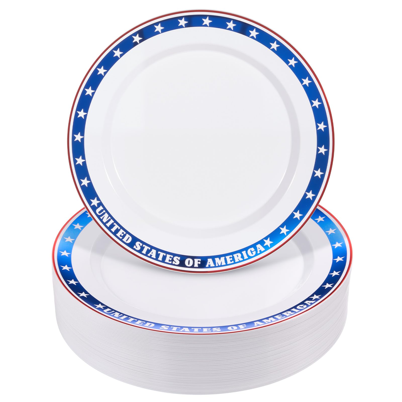 BESTVIP 10.25 Inch Disposable Plastic Plates with Rim