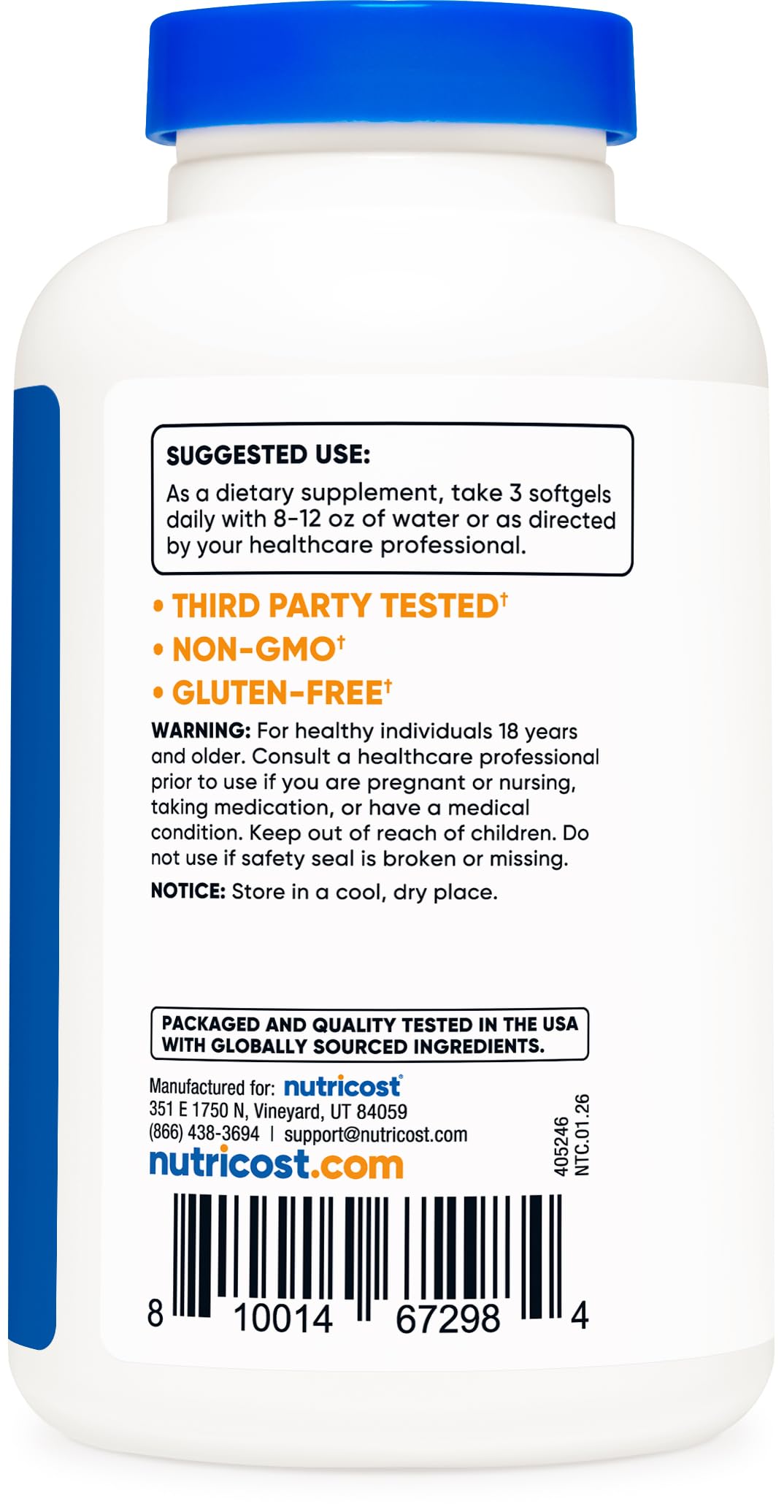 Nutricost Omega-3 Fish Oil 2500 mg Wild Caught

