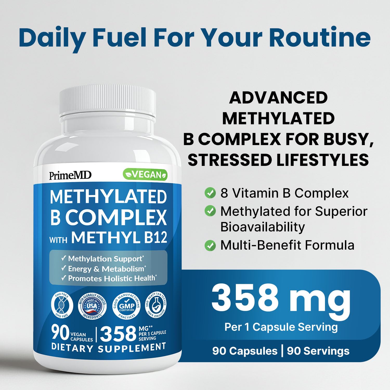 Methylated B Complex with Methylfolate and B12 for Energy

