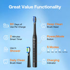 Bitvae Electric Toothbrush Travel - 60-Day Battery, 5 Modes

