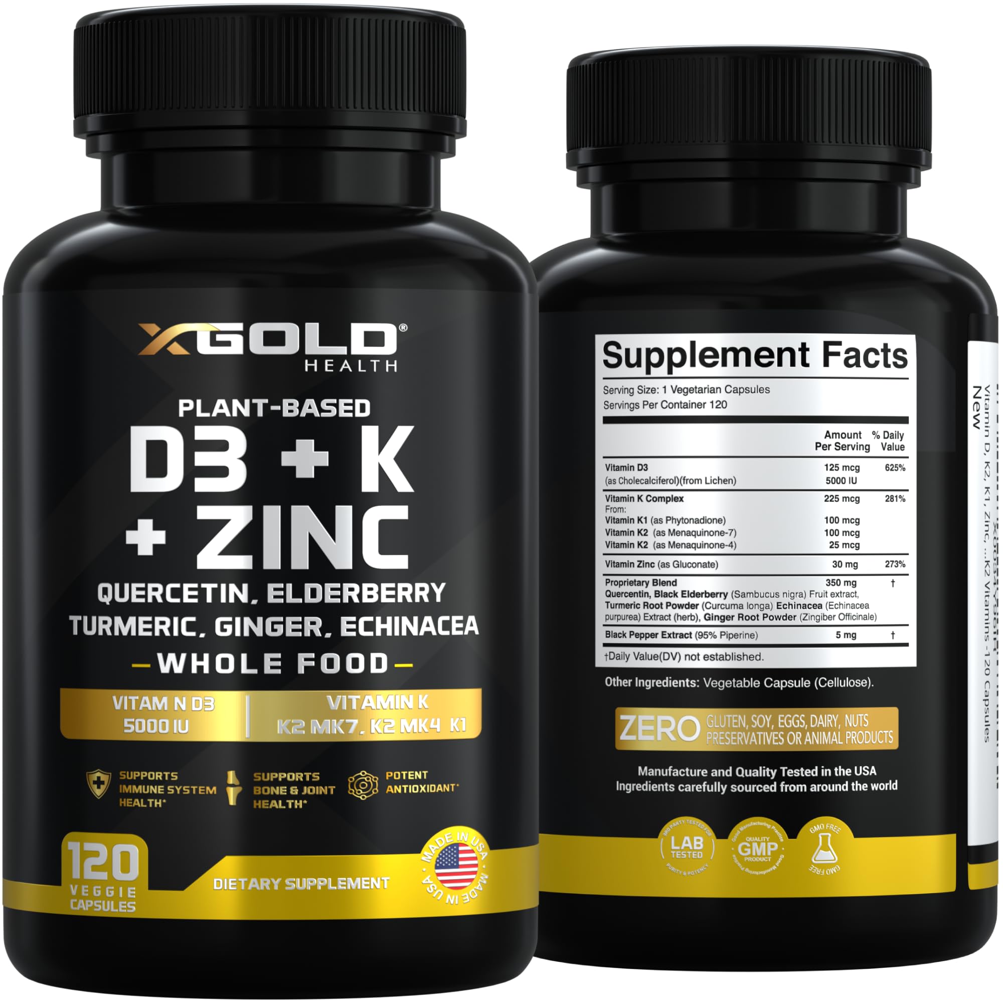 X Gold Health Vitamin D & K Complex with Zinc

