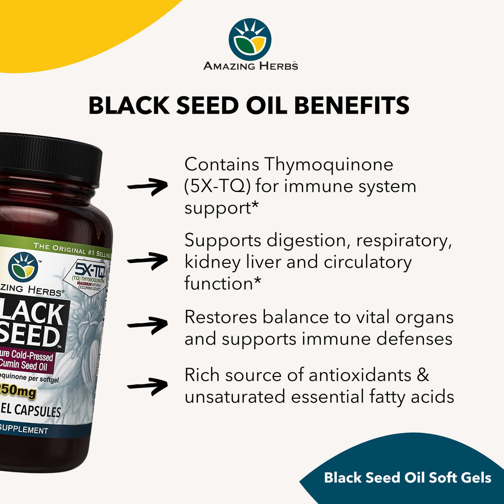Amazing Herbs Black Seed Oil Capsules - Nigella Sativa

