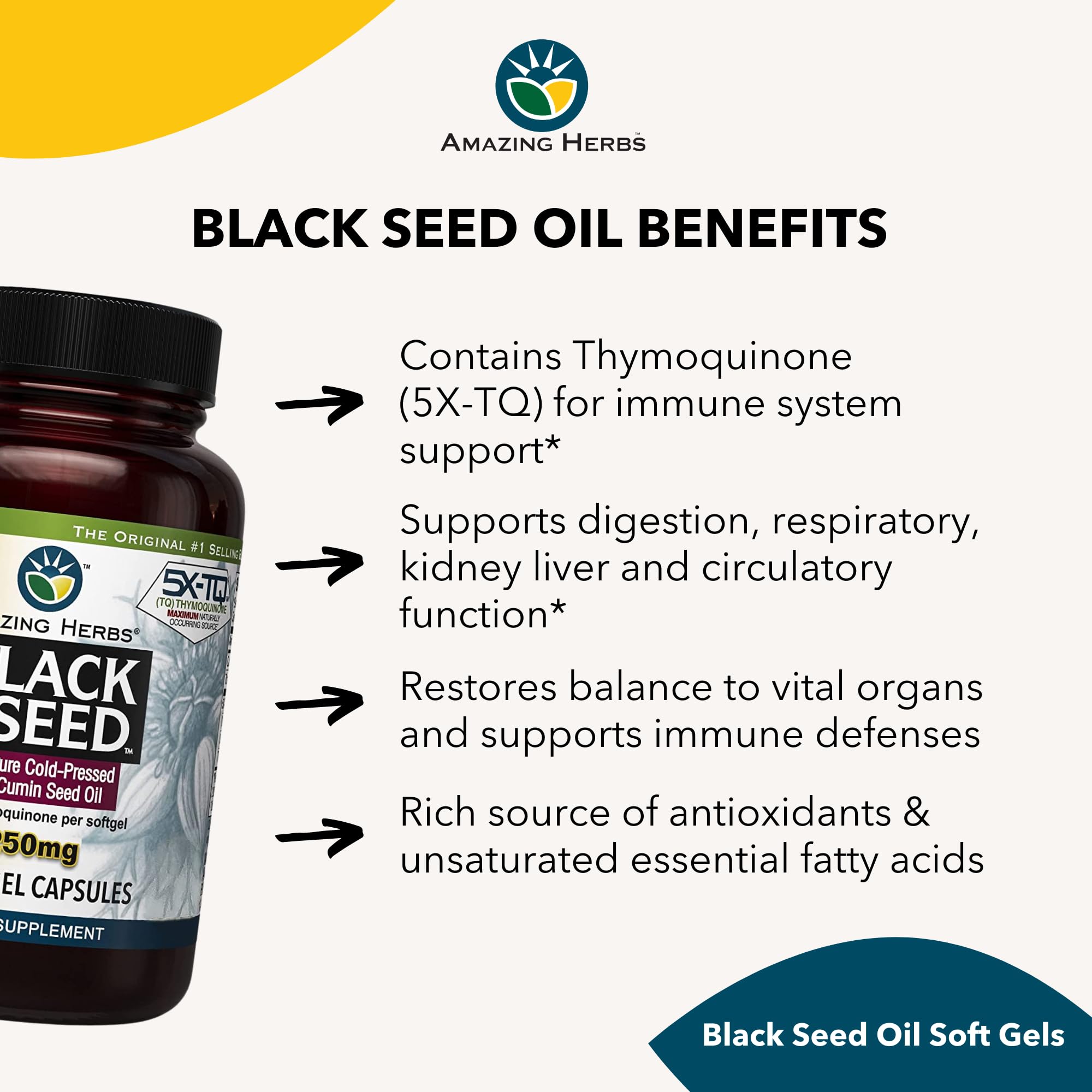 Amazing Herbs Black Seed Oil Capsules - Nigella Sativa


