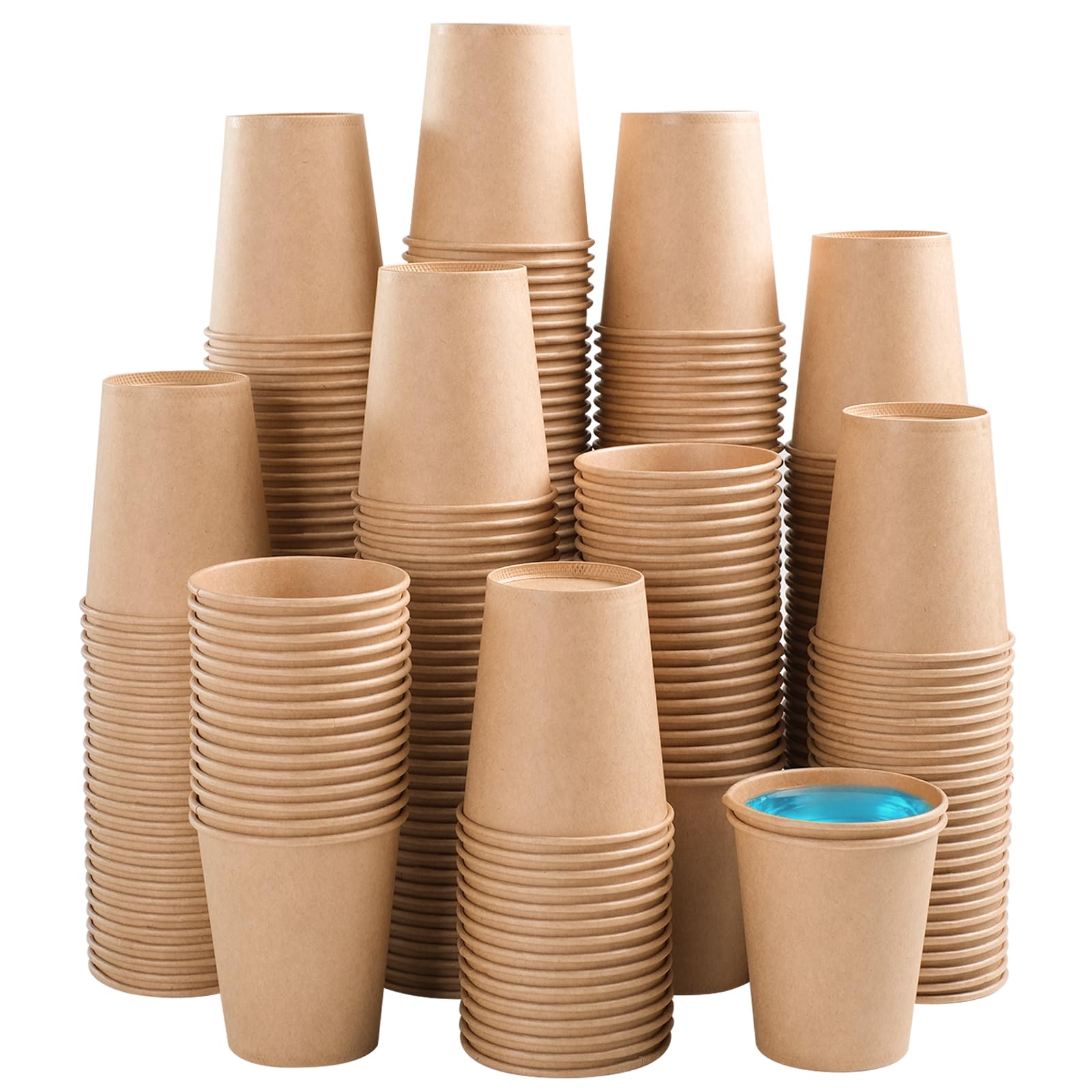 BYSNOW Disposable Kraft Paper Cups for Hot or Cold Beverages