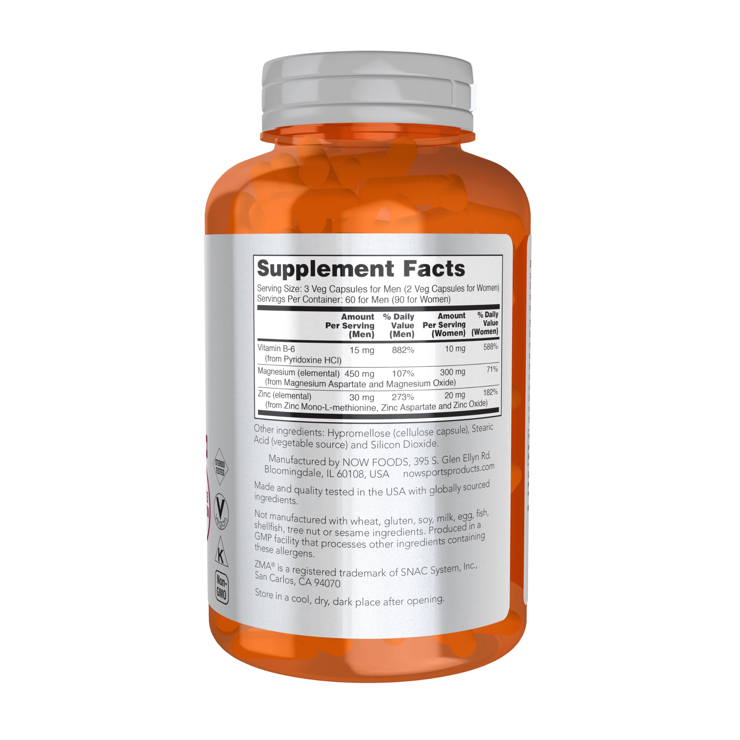 NOW Sports ZMA Zinc Magnesium Vitamin B-6 Absorption

