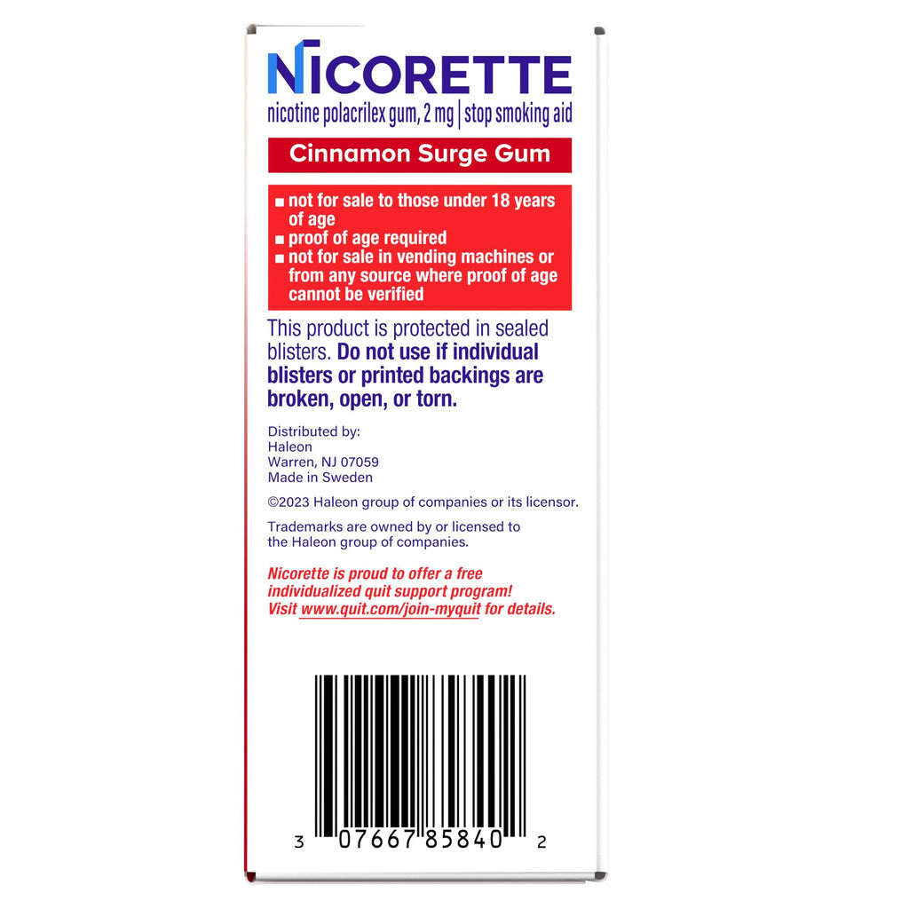 Nicorette Nicotine Gum Stop Smoking Aid

