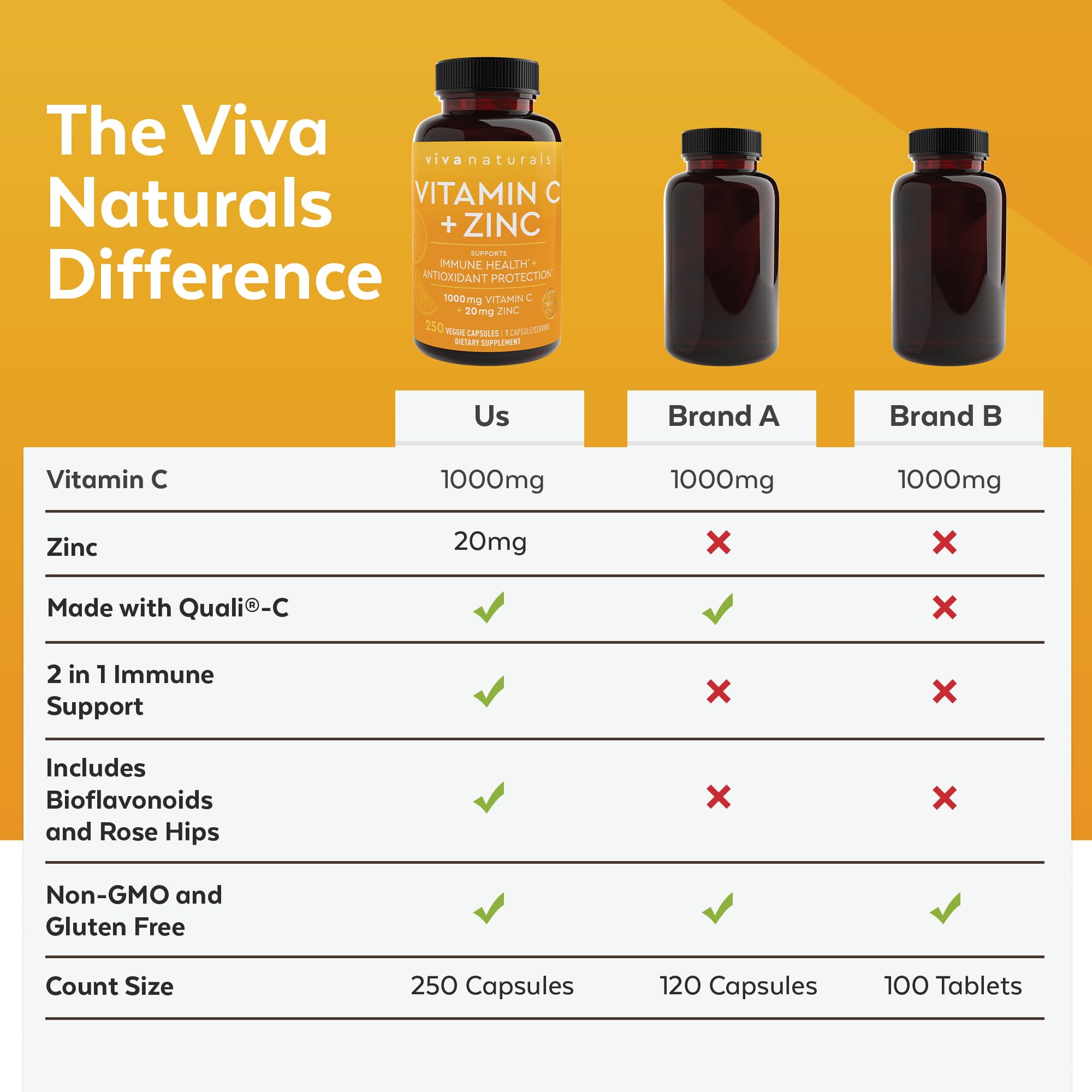 Viva Naturals Vitamin C and Zinc Supplement Immune Support

