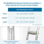 BodyMed Aluminum Crutches – Height Adjustable, Pair

