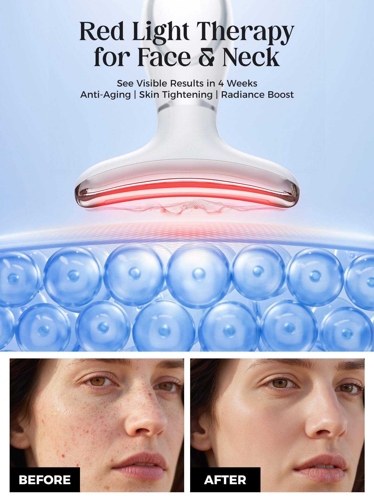 LED Light Therapy Face & Neck Massager - Heat & Vibration

