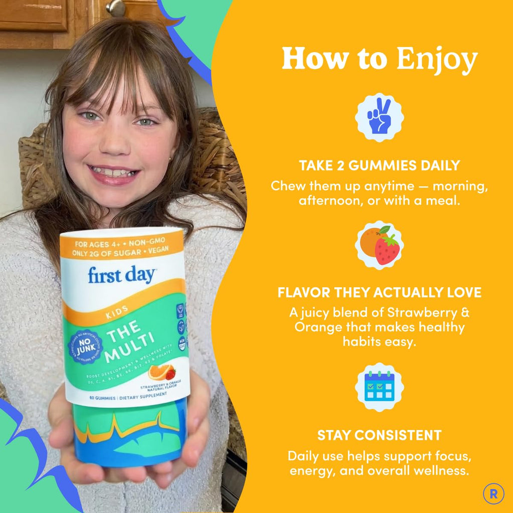 First Day Kids Multivitamin Gummies | Vegan Immunity Support

