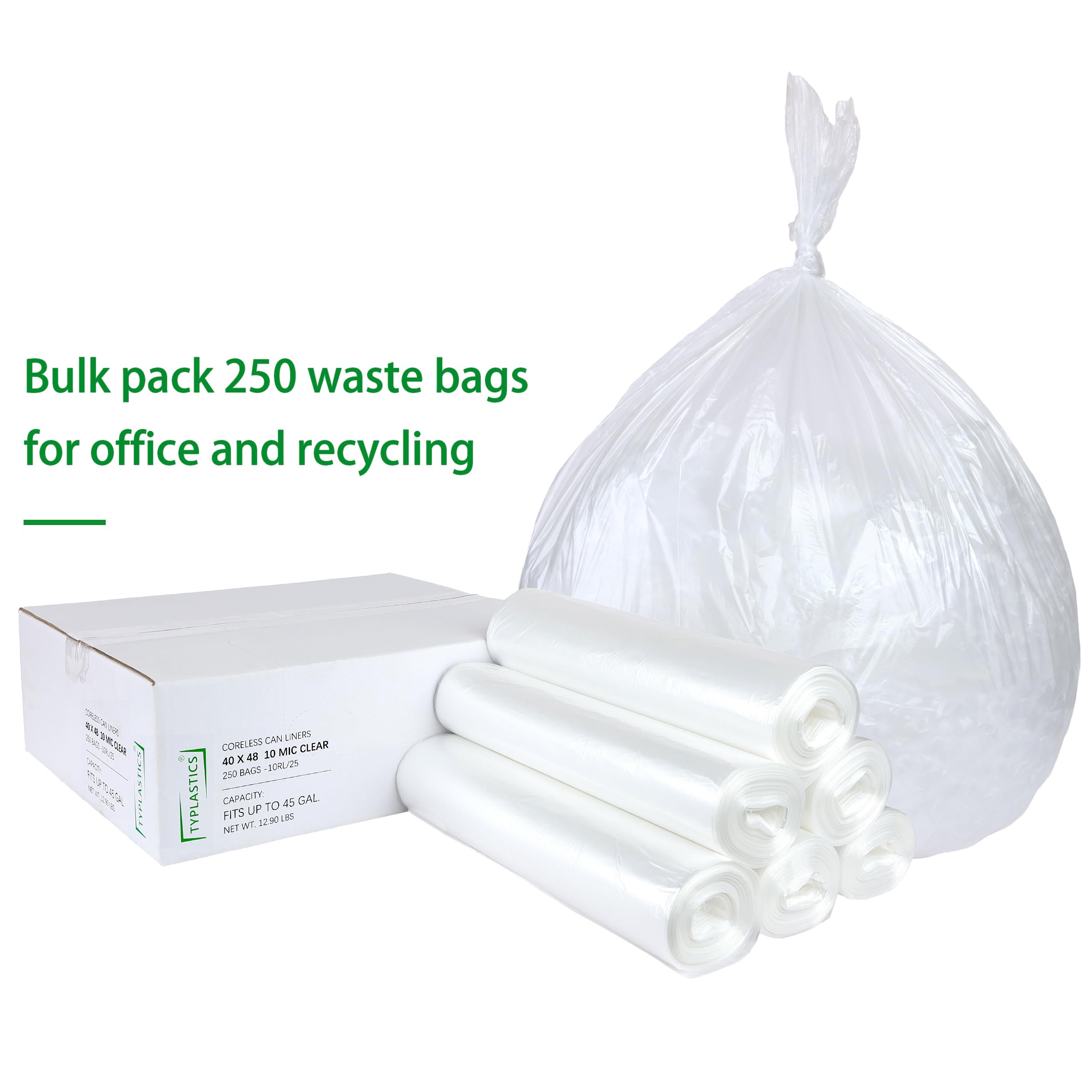 TYPLASTICS Clear Trash Can Liners - High Density

