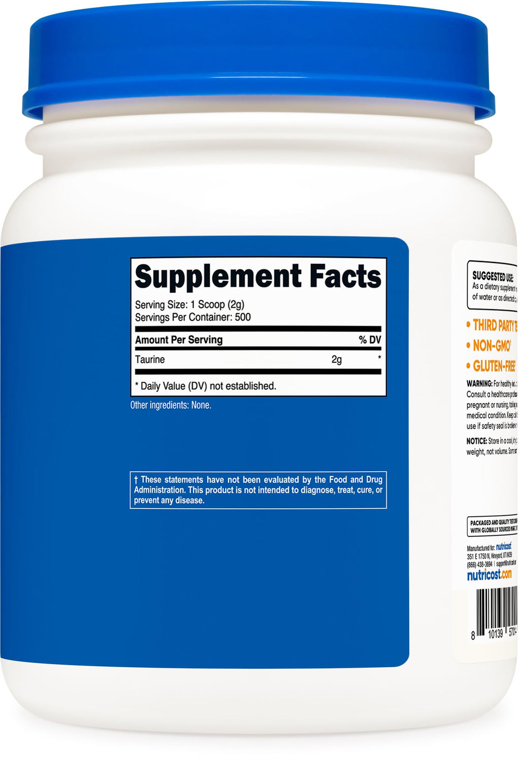 Nutricost Taurine Powder - Amino Acid Supplement

