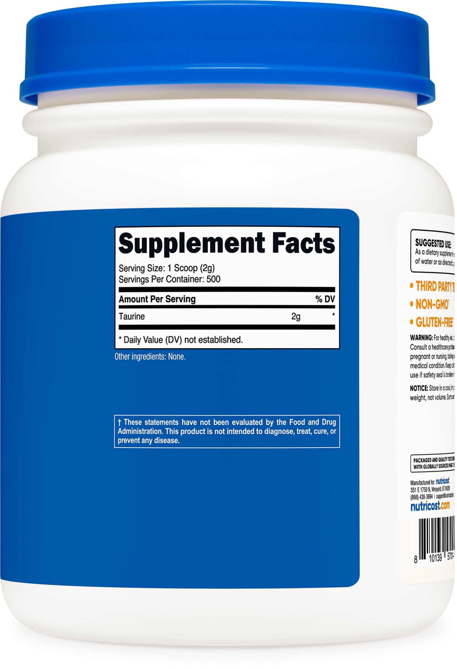 Nutricost Taurine Powder - Amino Acid Supplement

