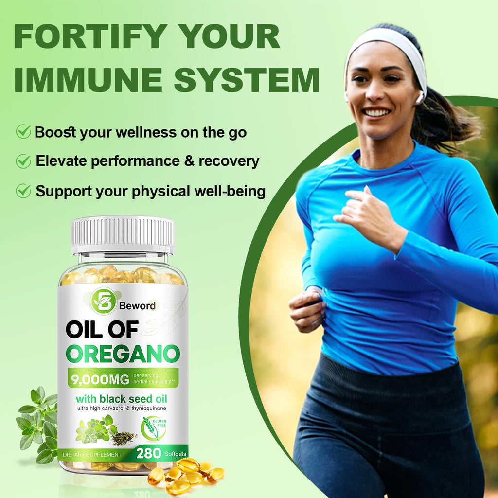 BEWORD Oil of Oregano with Black Seed Oil Immune Support

