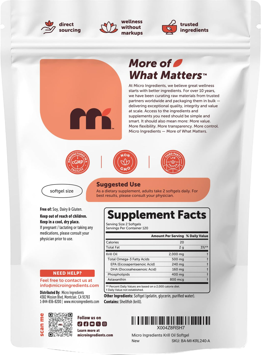 Micro Ingredients Antarctic Krill Oil 2,000 mg EPA & DHA

