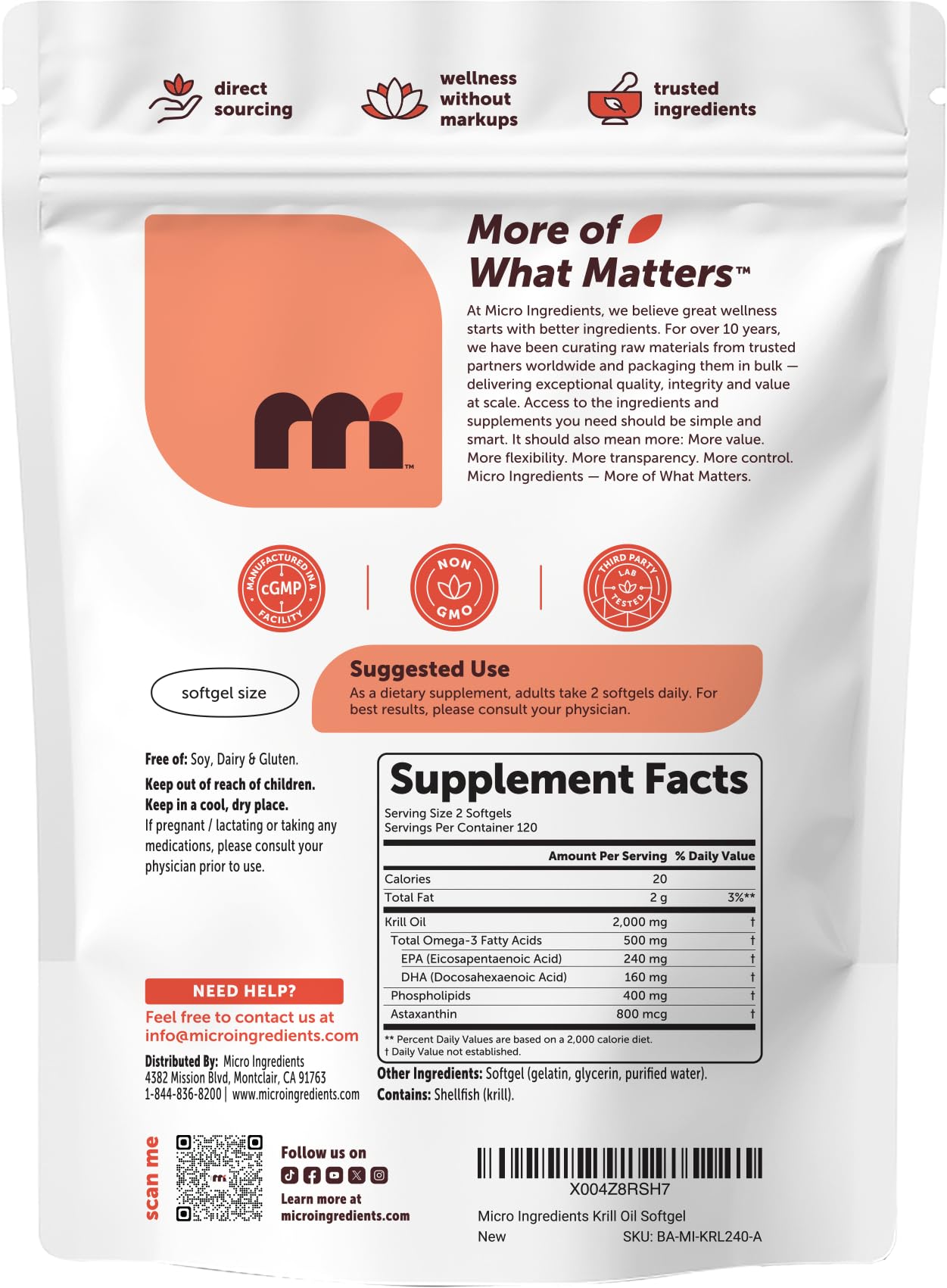 Micro Ingredients Antarctic Krill Oil 2,000 mg EPA & DHA

