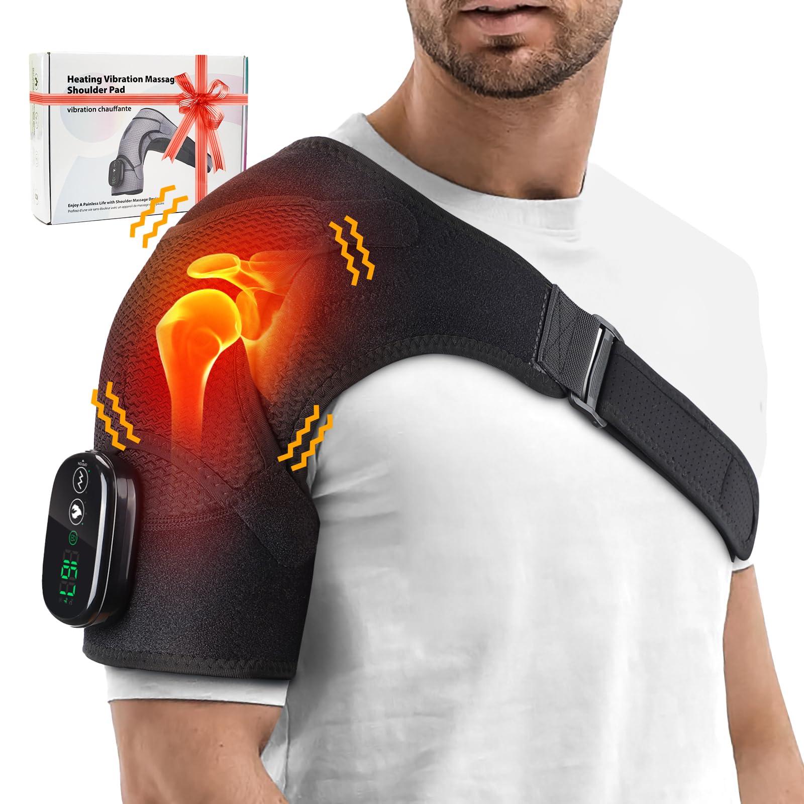 Cordless Shoulder Heating Pad & Massager | Heat & Vibration

