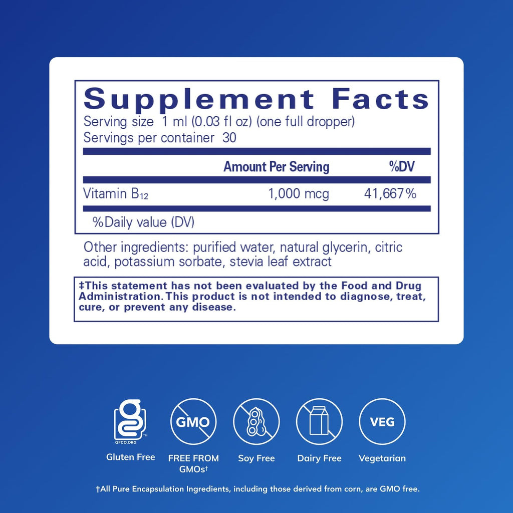 Pure Encapsulations B12 Liquid Vitamin B12 Supplement

