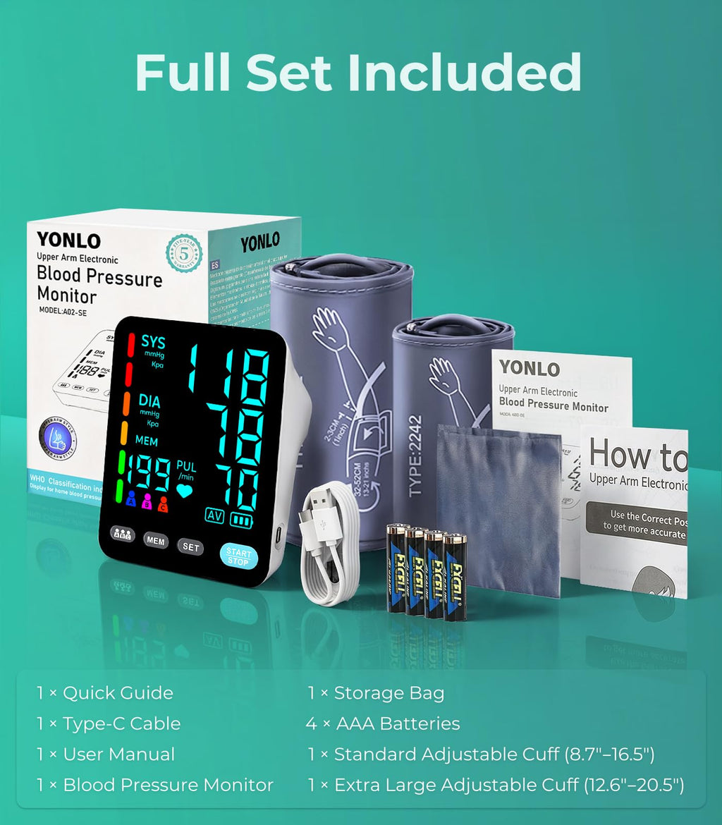 YONLO Automatic Upper Arm Blood Pressure Monitor Home Use

