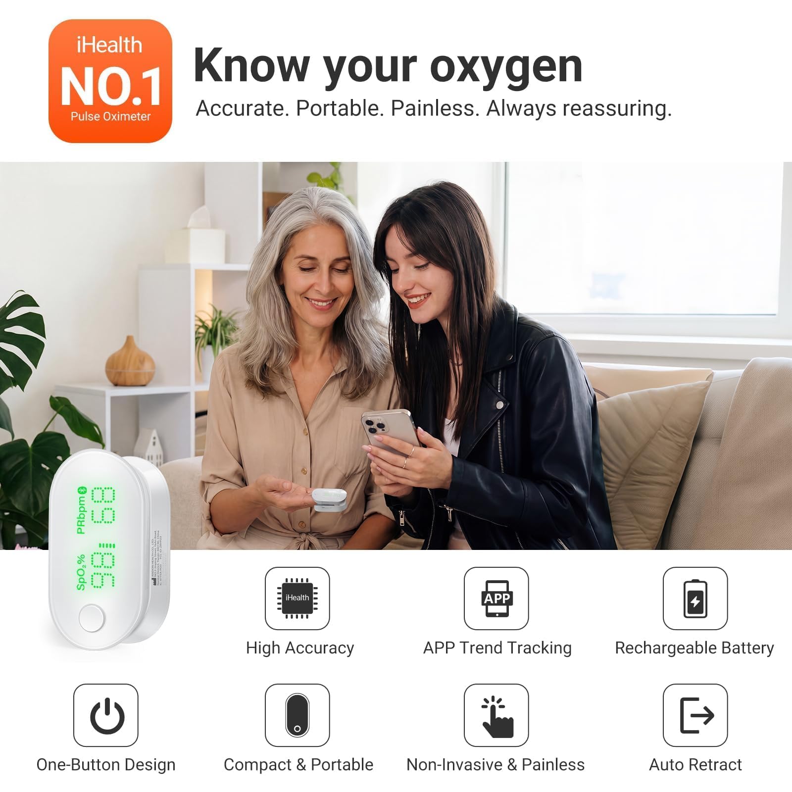 iHealth Rechargeable Pulse Oximeter with Bluetooth

