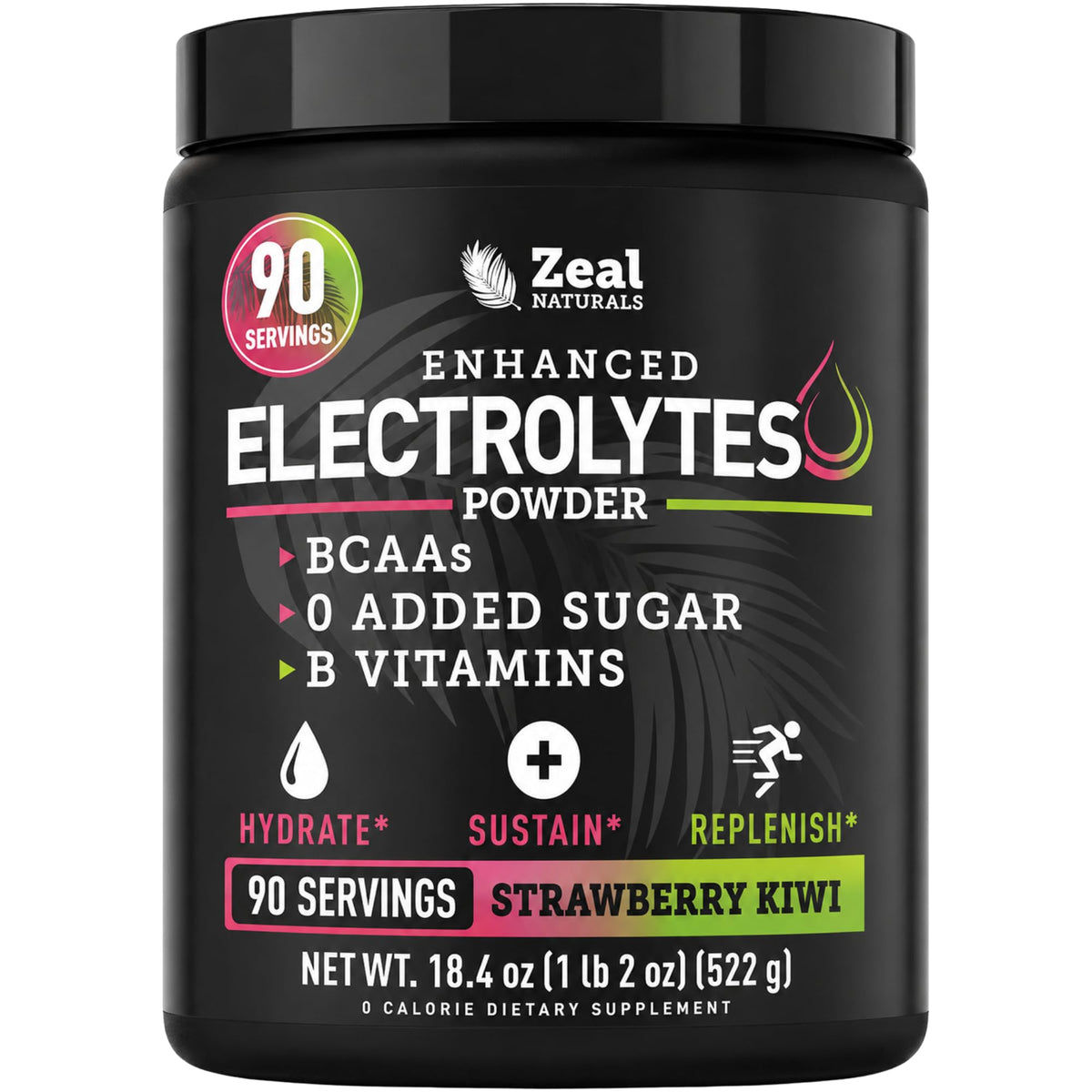 Zeal Electrolyte Powder - 90 Servings - Zero Sugar, BCAAs, B-Vitamins