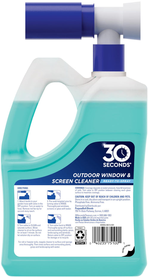 30 SECONDS Outdoor Window & Screen Cleaner - Streak-Free

