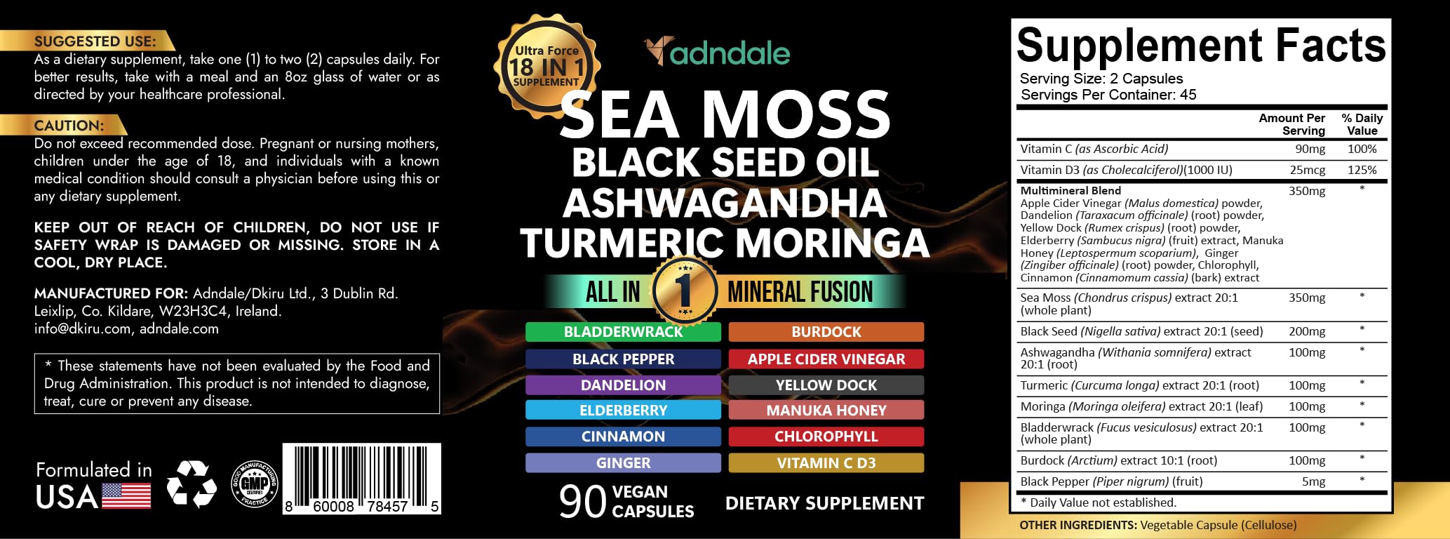 Adndale Sea Moss with Ashwagandha Turmeric & Black Seed Oil

