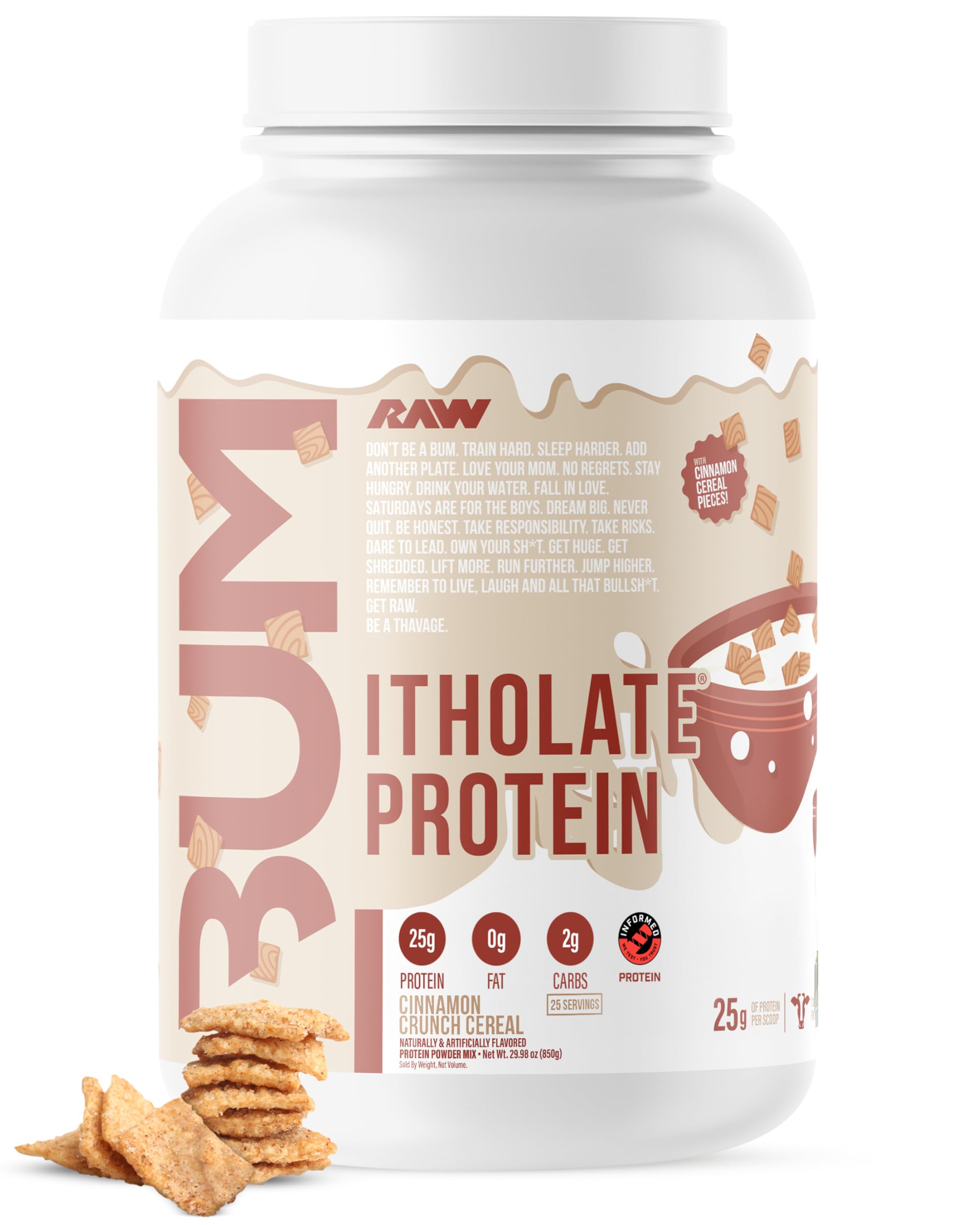 RAW Whey Isolate Protein Powder - Grass-Fed Low Fat Low Carb - 25 Servings