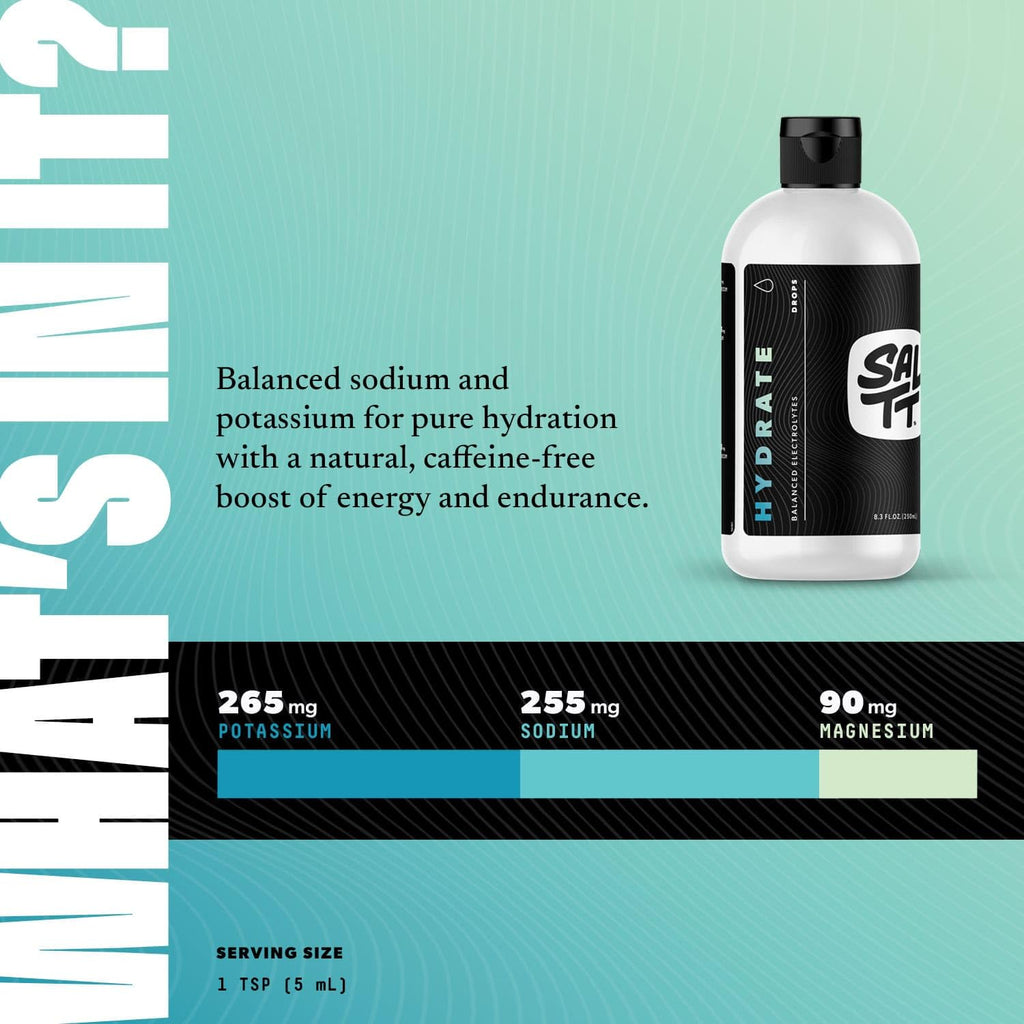 SALTT Hydrate Electrolyte Drops Unflavored Hydration


