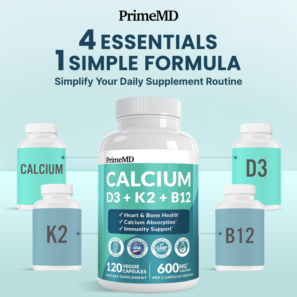 Calcium Citrate with D3 & K2 for Adults - Vegan Supplement

