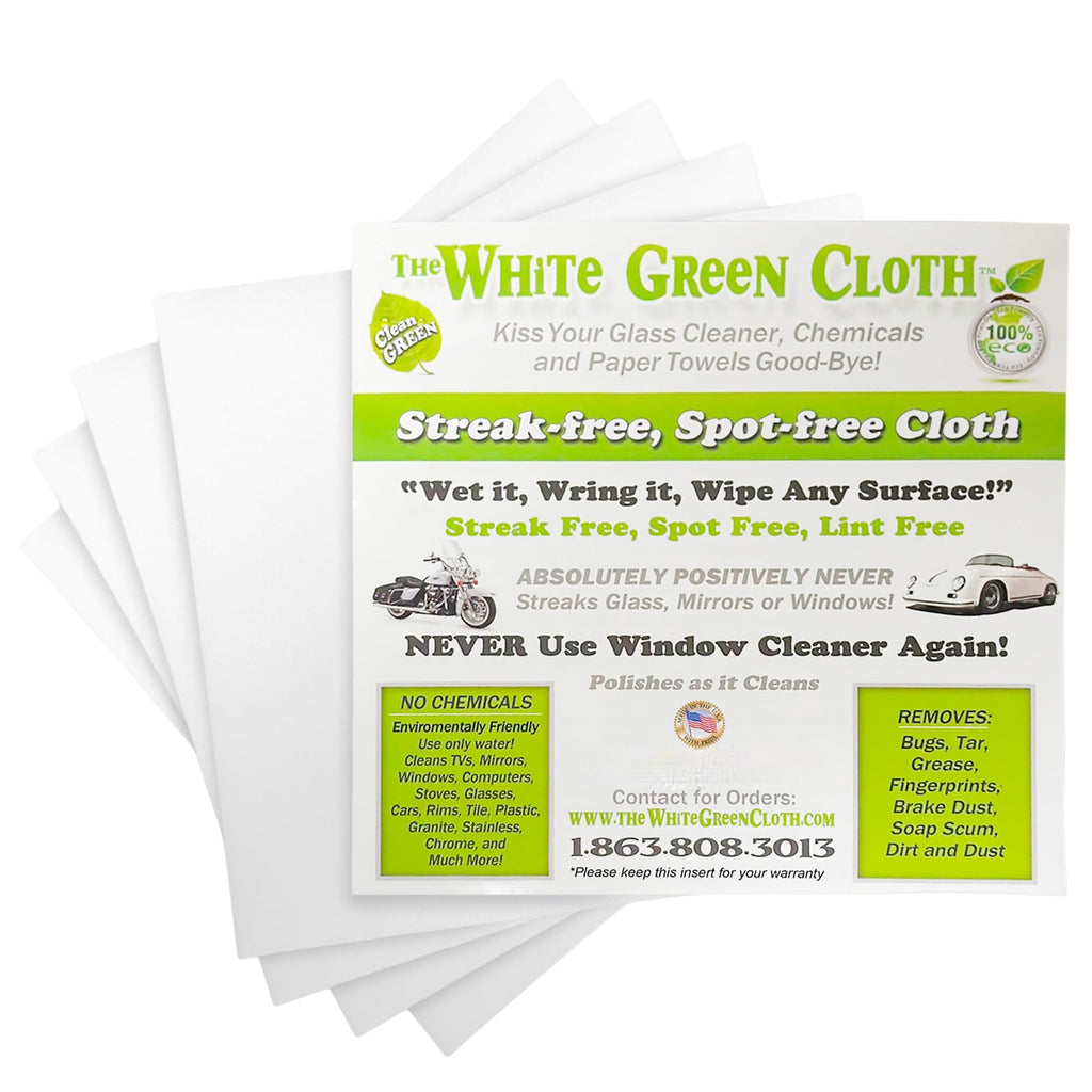 The White Green Cloth Reusable Cleaning Cloth for Glass

