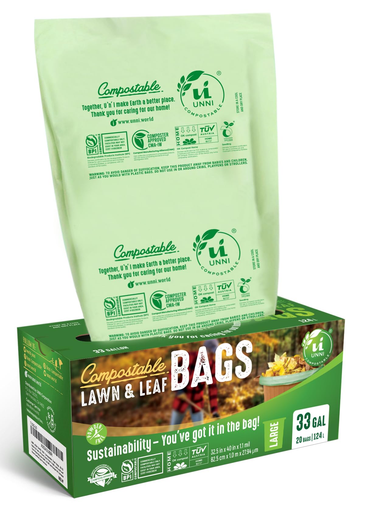 Unni Compostable Trash Bags - Extra Thick Home Liners
