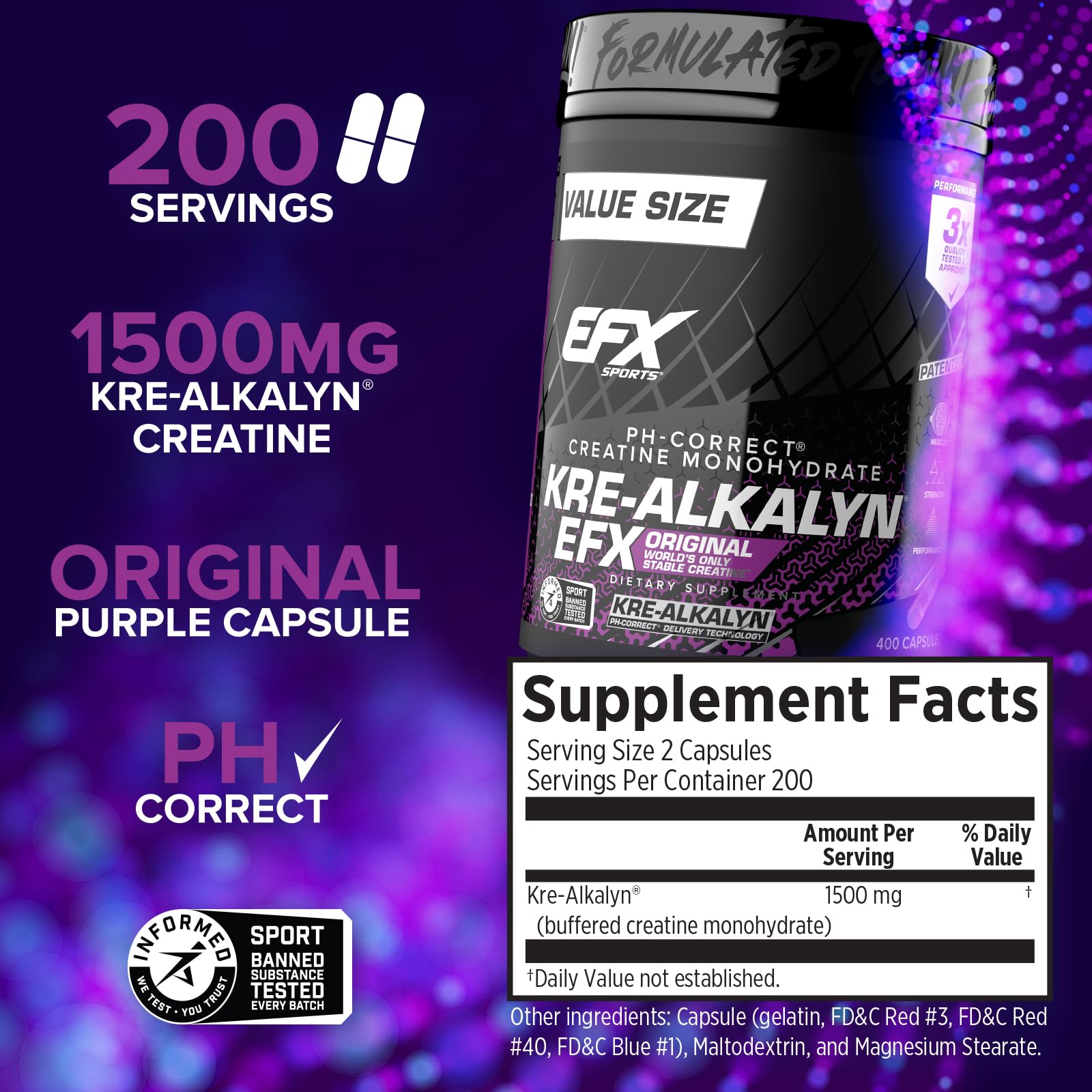 EFX Kre-Alkalyn Creatine Monohydrate Supplement

