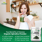Zazzee USDA Organic Spirulina Powder - 100% Pure

