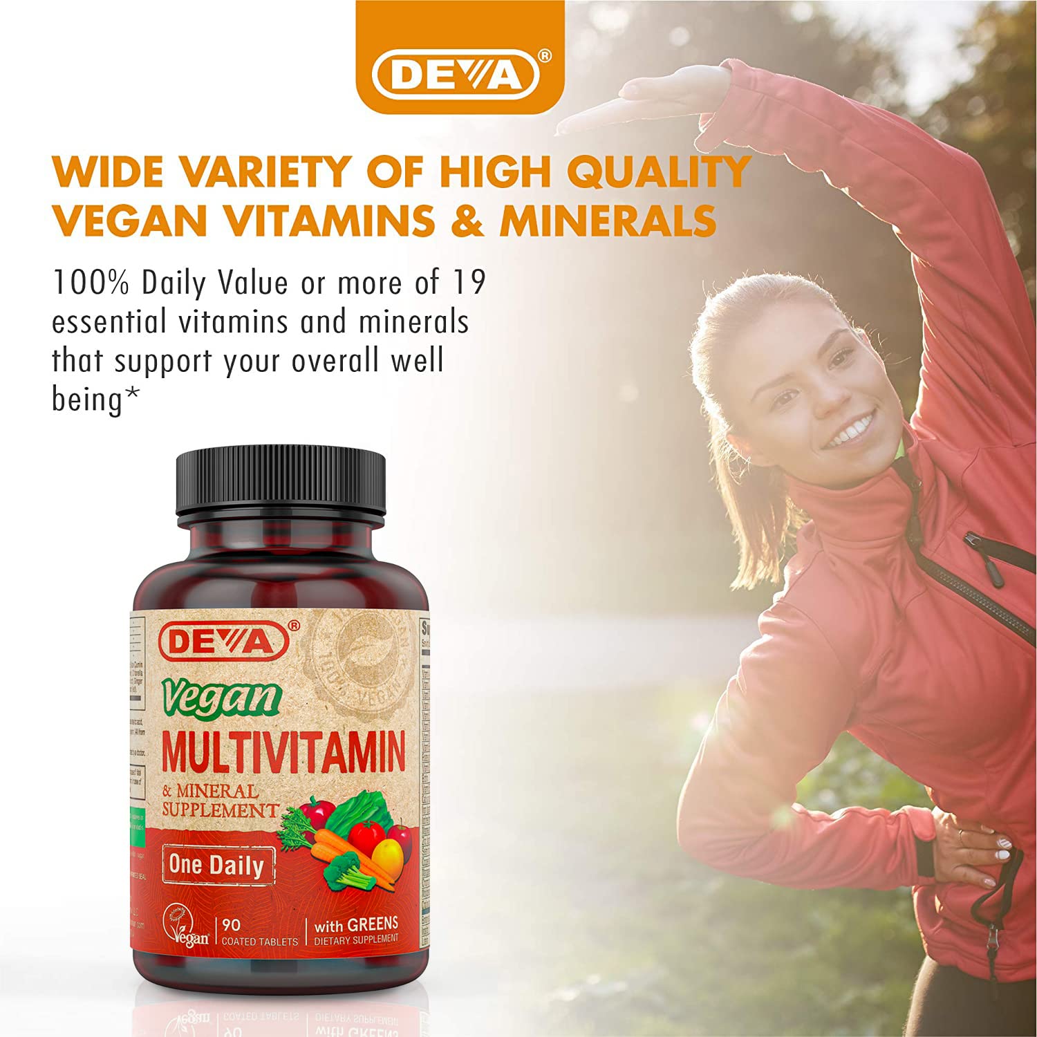 DEVA Vegan Multivitamin & Mineral with Iron | Daily Vitality

