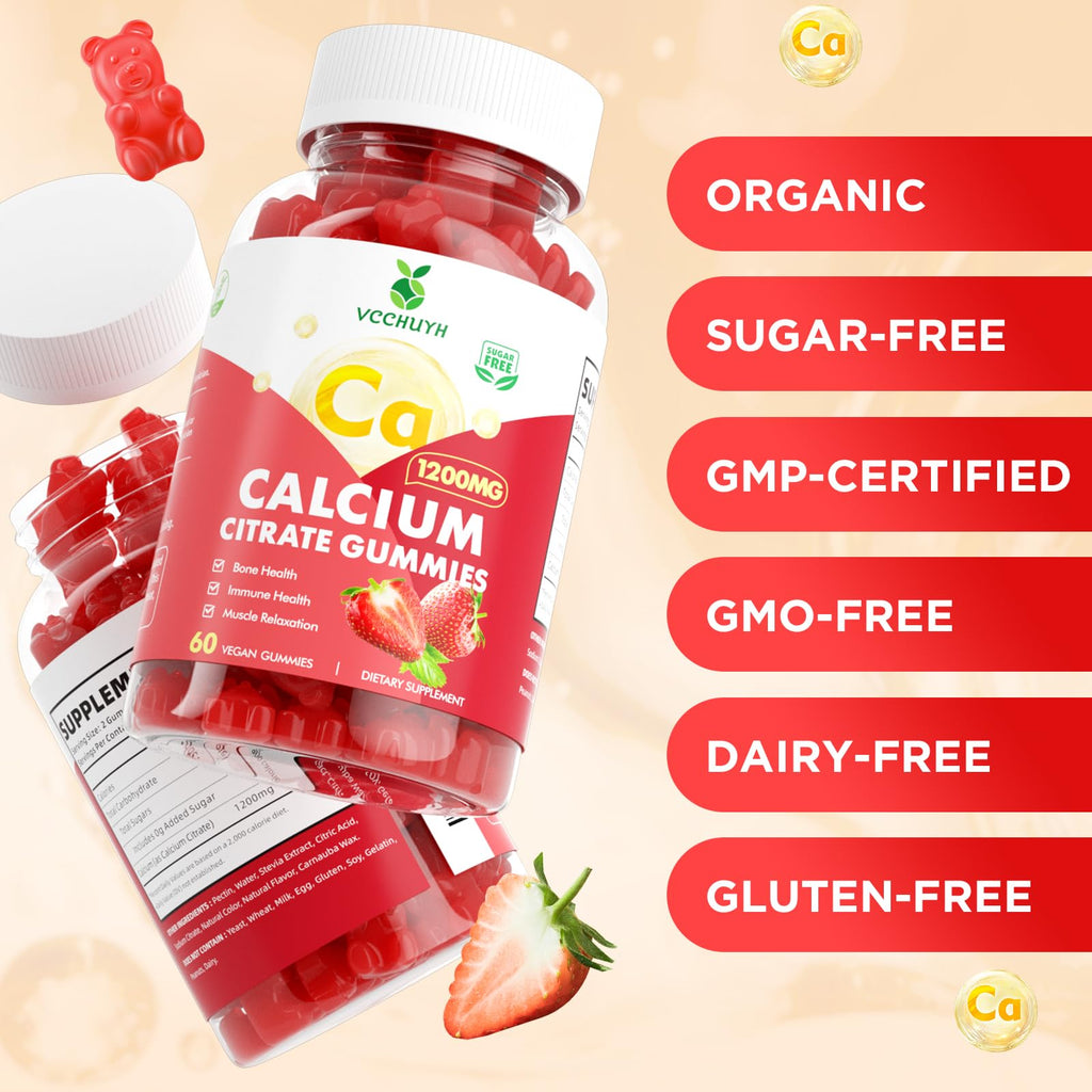 Calcium Citrate Gummies 1200mg – Sugar Free Vegan Chewables

