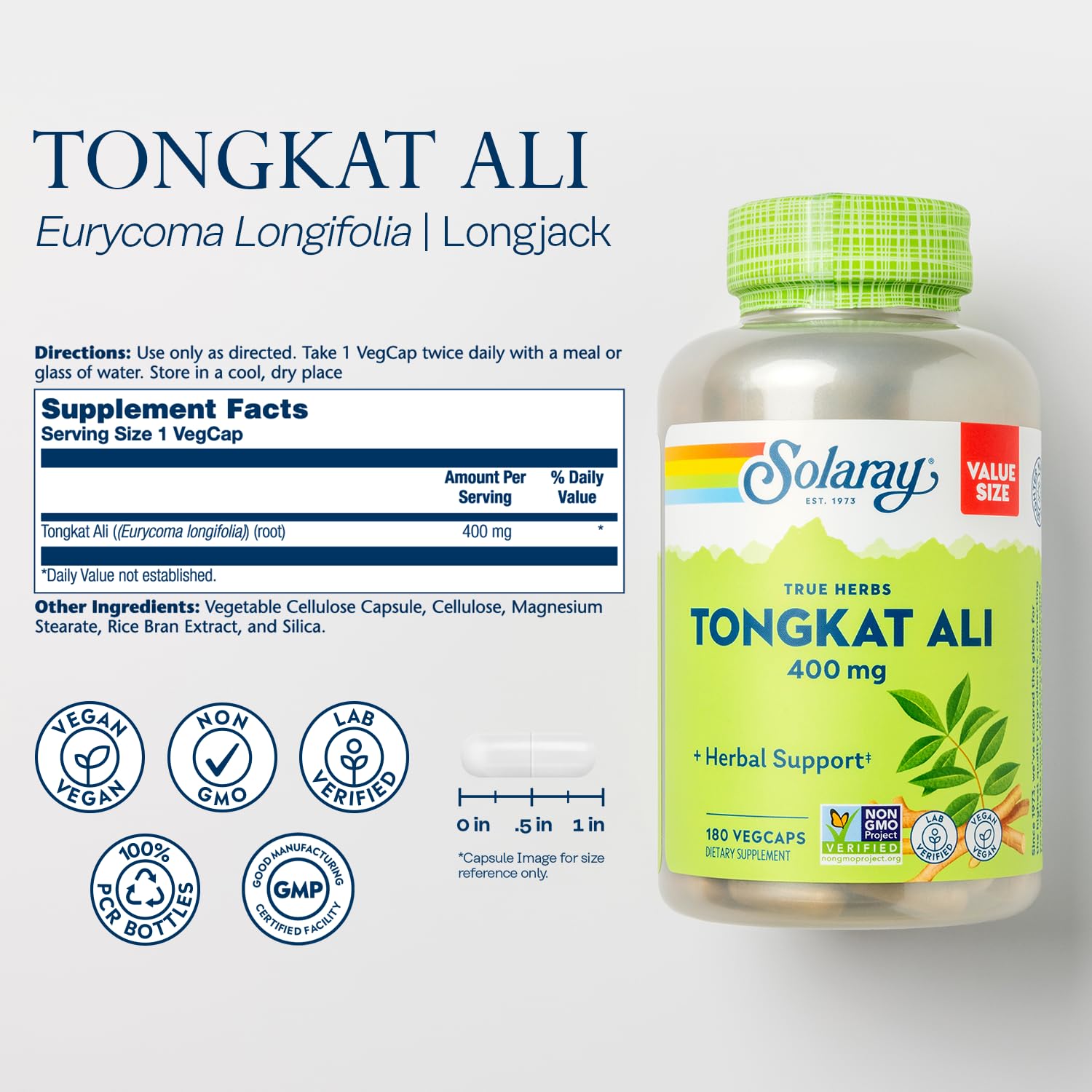 Tongkat Ali 400 mg for Men | Solaray Herbal Supplement

