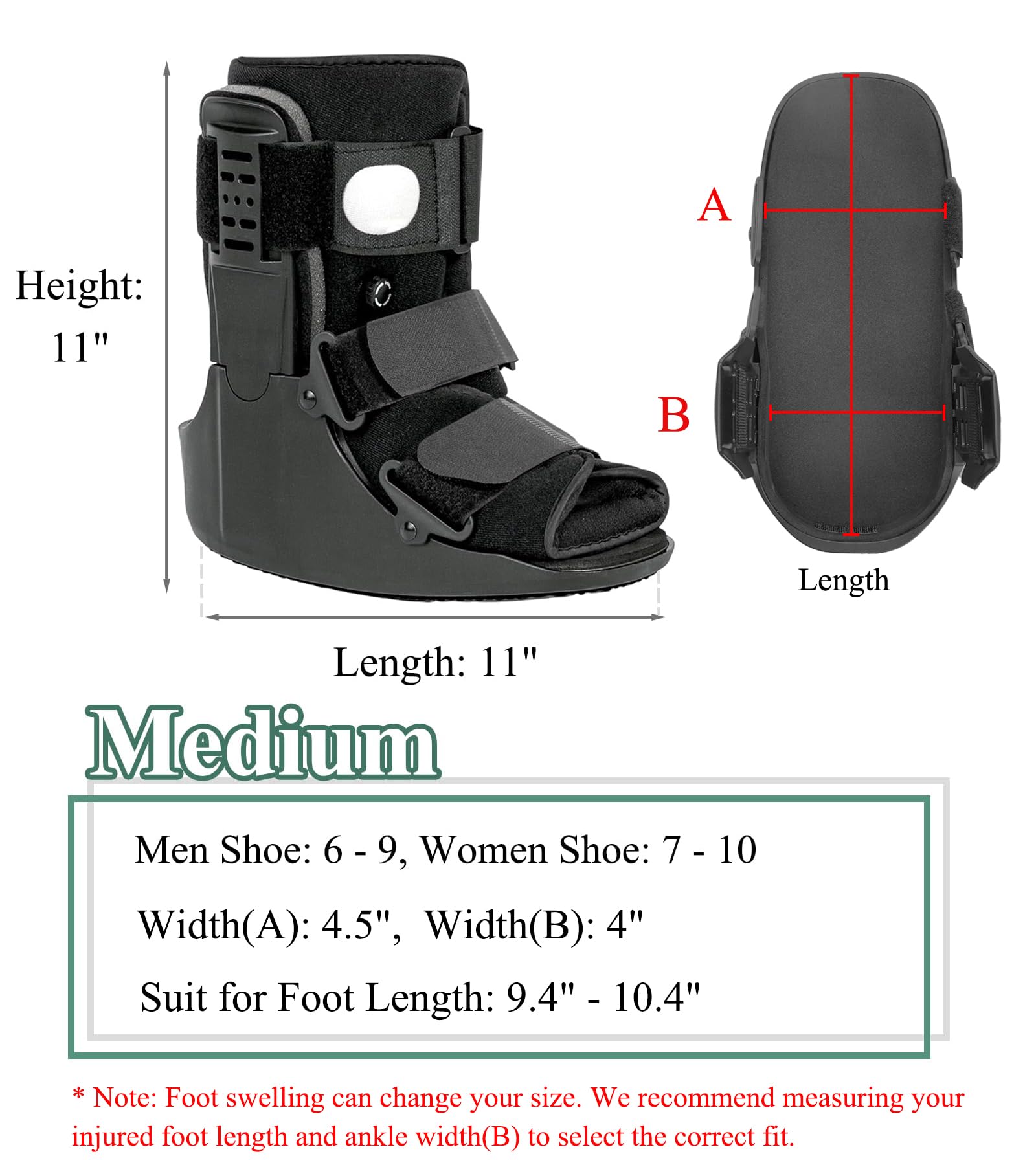 Jewlri Air Walking Boot Ambidextrous Ankle Support

