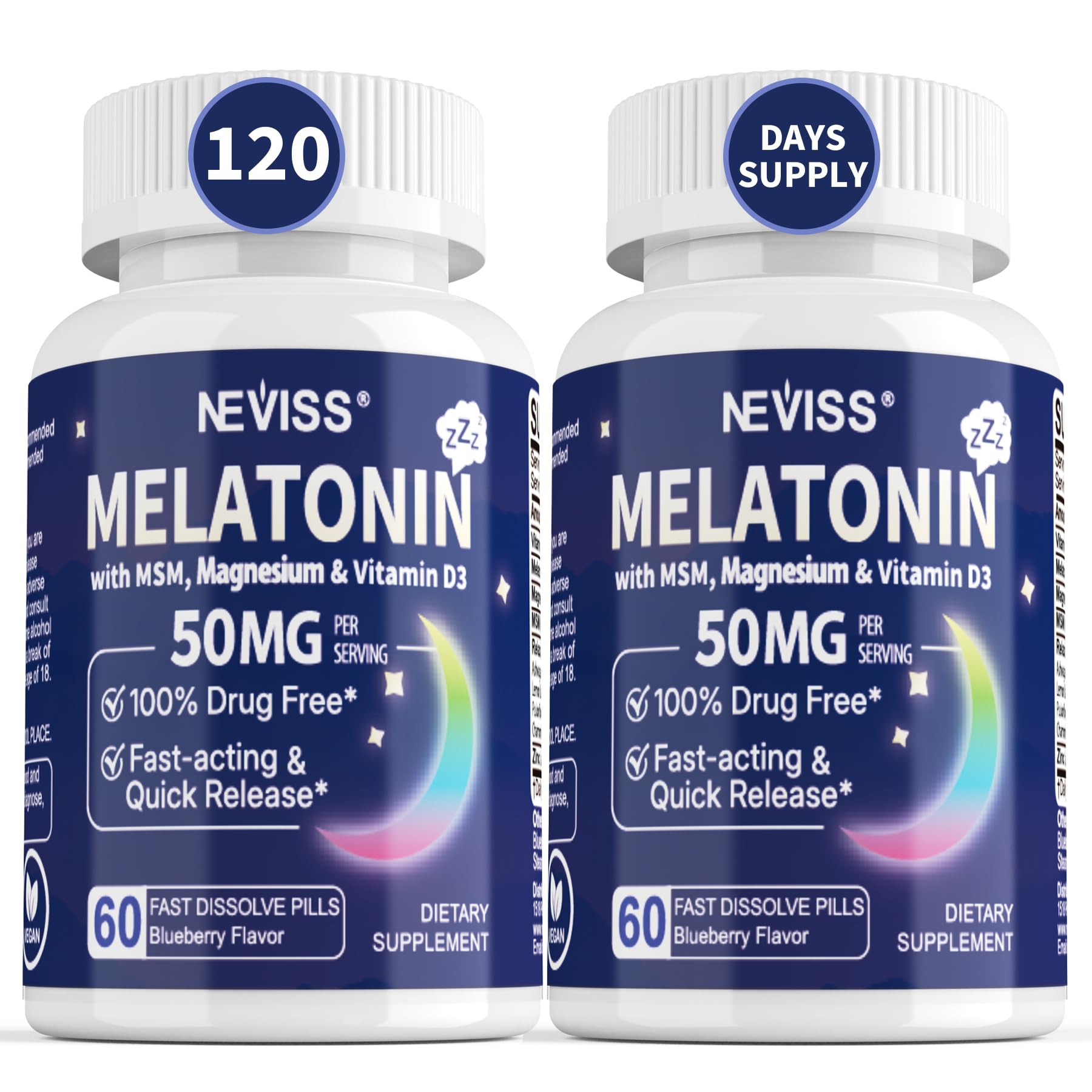 NEVISS Melatonin 50 mg 9-in-1 Fast-Dissolve Sublingual