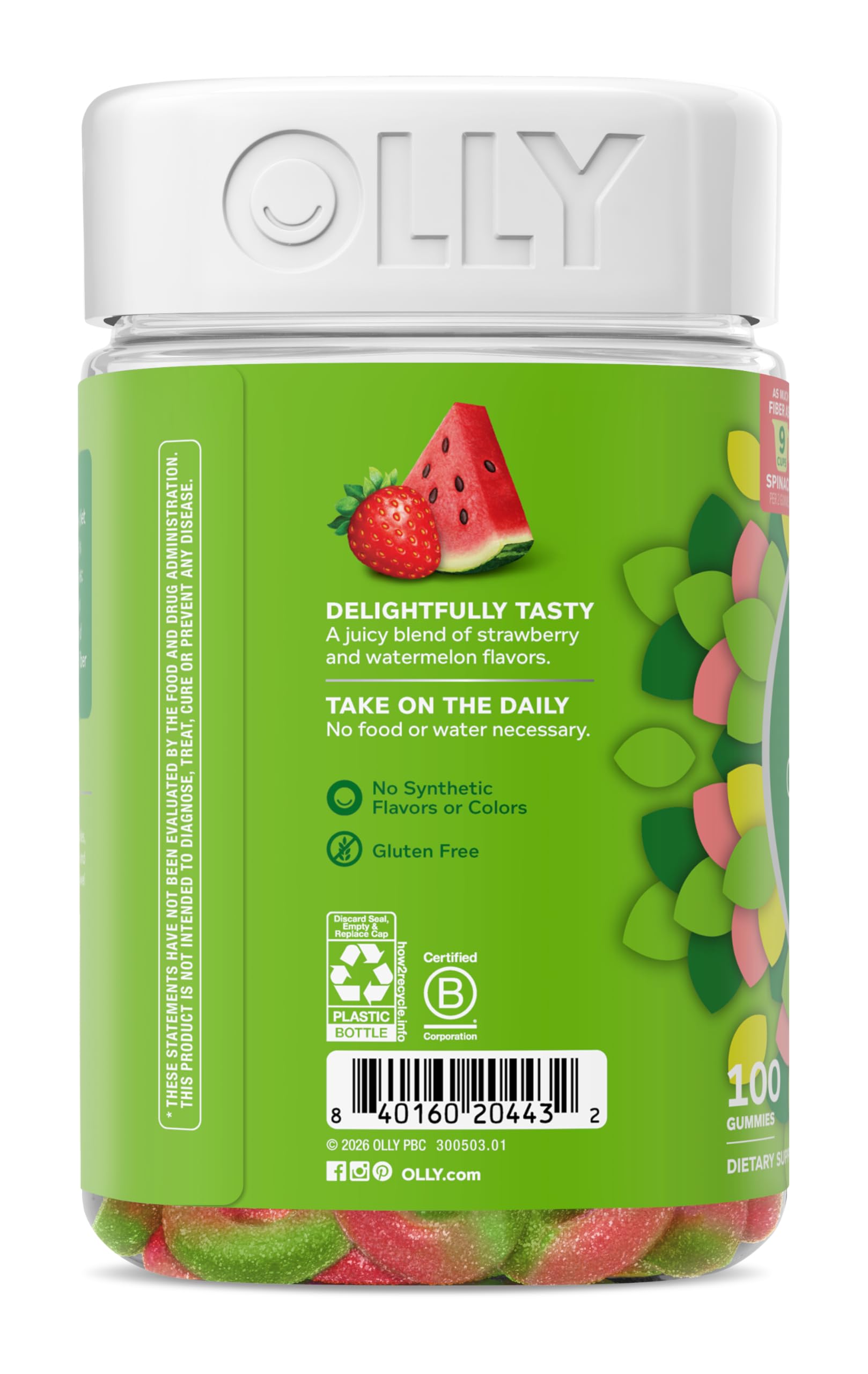 OLLY Fiber Gummy Rings Prebiotic Digestive Health Strawberry

