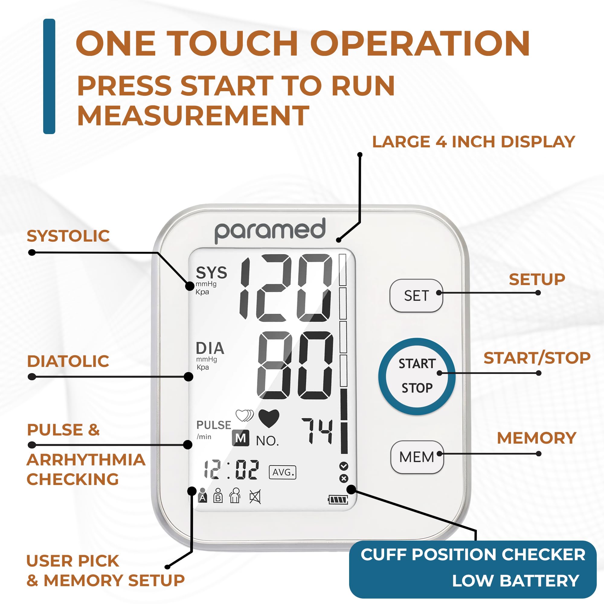 Paramed Blood Pressure Monitor Automatic – Large Display

