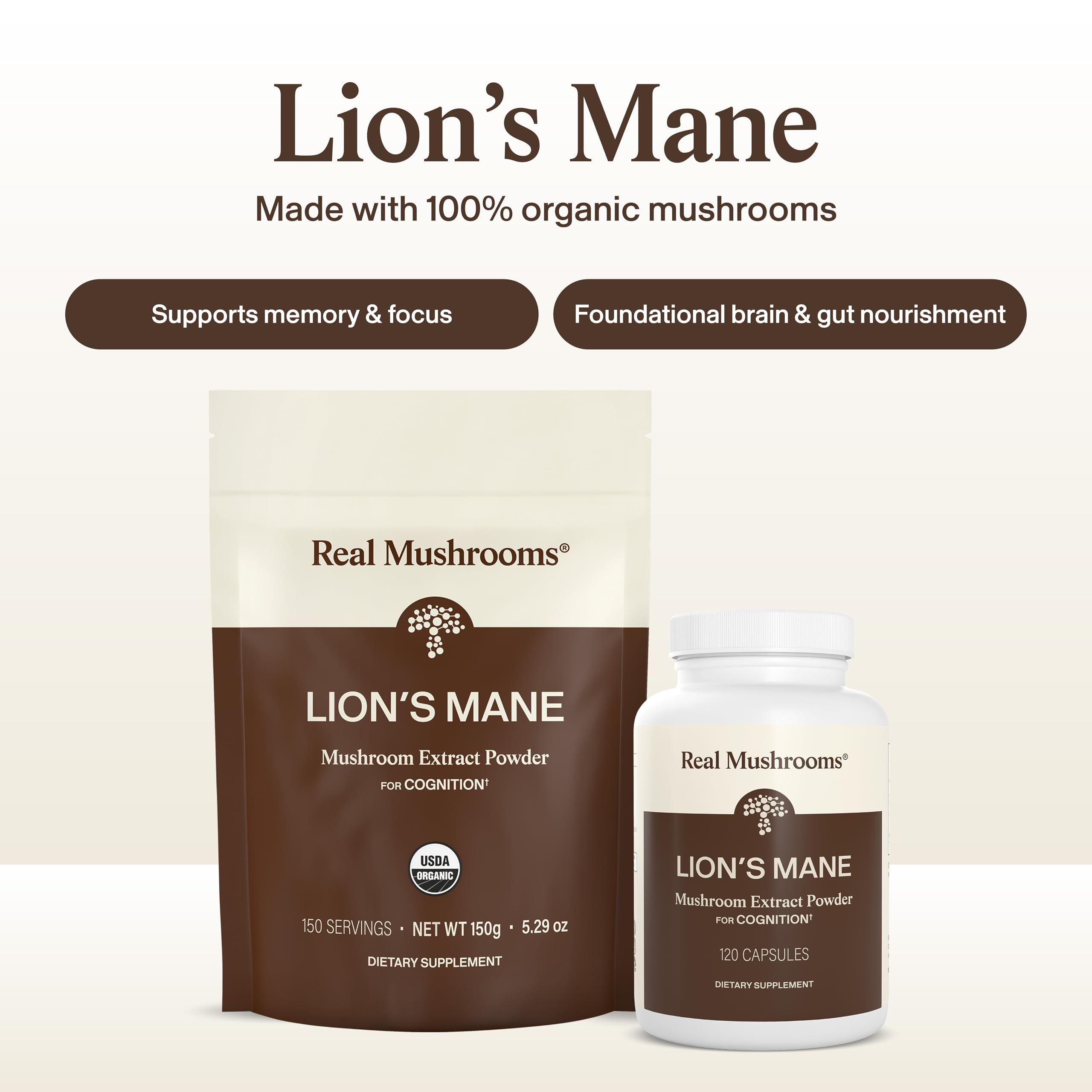 Real Mushrooms Lion's Mane Cognition Brain Support

